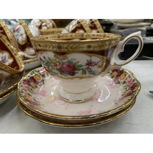 270 - A QUANTITY OF ROYAL ALBERT 'LADY HAMILTON' CUPS AND 'PEACH DAMASK' SAUCERS