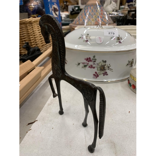 278 - A BRONZE HORSE FIGURE HEIGHT 18CM