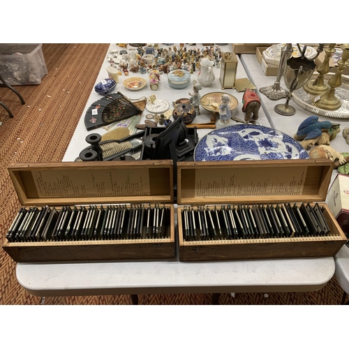 290 - TWO BOXES CONTAINING SIXTY-FOUR BLACK AND WHITE PHOTOGRAPHIC SLIDES RELATING TO THE BOER WAR