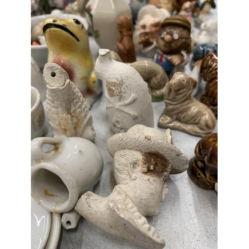 295 - A VERY LARGE QUANTITY OF VINTAGE MINIATURES TO INCLUDE FIGURES, WADE WHIMSIES, ANIMALS, PLATES, CUPS... 