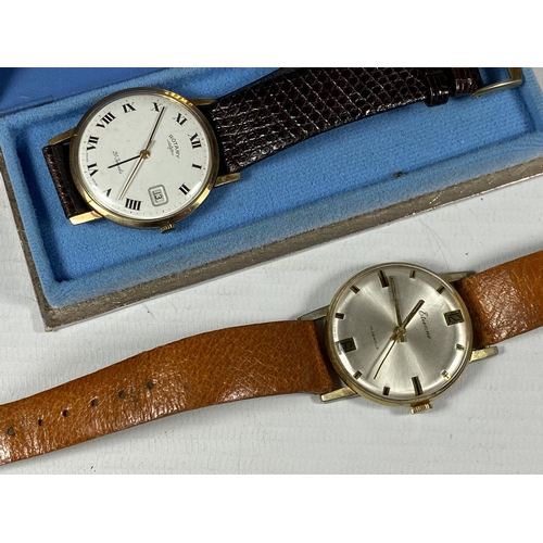 732 - A GROUP OF THREE WATCHES - VINTAGE BOXED ROTARY, ETIENNE DATE WATCH AND RETRO SOLAR WATCH