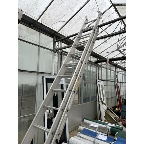 98 - A LYTE ALUMINIUM TWO SECTION TWENTY FOUR RUNG LADDER NO VAT