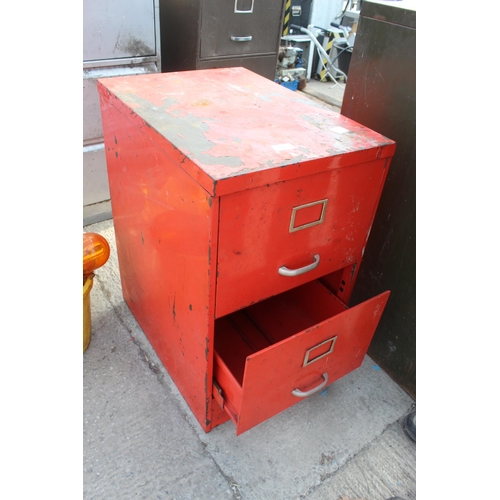 1258 - FILING CABINET (RED)  AND ASSORTED BUCKETS (3)NO VAT