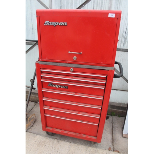 18 - A SNAP ON TOOL CHEST & ROW CAB - KEYS IN THE OFFICE  NO VAT