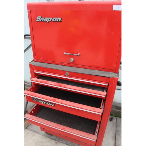 18 - A SNAP ON TOOL CHEST & ROW CAB - KEYS IN THE OFFICE  NO VAT