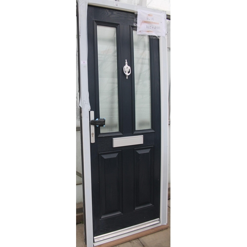 23 - A NEW BLUE COMPOSITE DOOR & FRAME 860MM X 2100MM LOCK & KEY IN THE LETTER BOX NO VAT