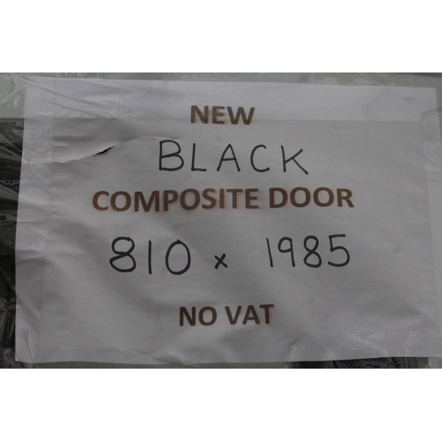 41 - A NEW BLACK COMPOSITE DOOR AND  FRAME  810MM X 1985MM  LOCK AND KEYS IN LETTERBOX  NO VAT