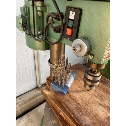 35 - A MULTICO PRO-MEX 5 SPEED PILLAR DRILL COMPLETE WITH AN ASSORTMENT OF DRILL BITS NO VAT