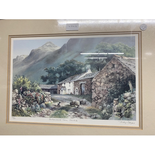 484A - TWO LARGE GILT FRAMED JUDY BOYES PENCIL SIGNED PRINTS OF COUNTRYSIDE SCENES