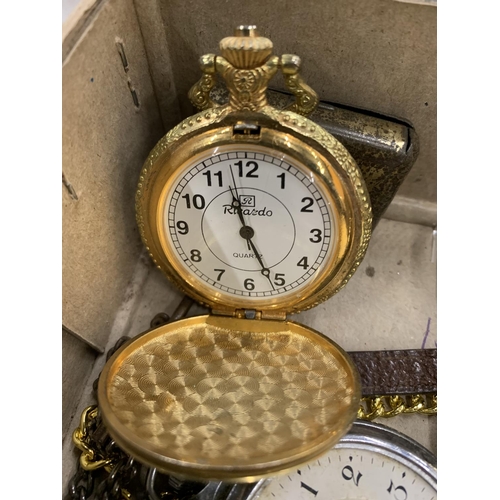 447 - A VINTAGE INGERSOLL POCKET WATCH - A/F, TWO MODERN POCKET WATCHES, A TRIUMPH POCKET WATCH IN CASE, C... 