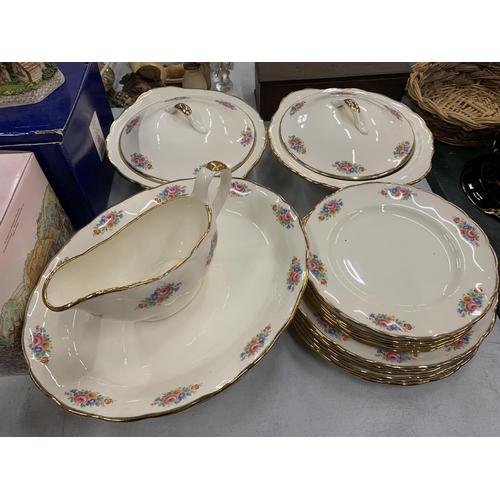 448 - A QUANTITY OF VINTAGE GRINDLEY 'CREAM PETAL DINNERWARE TO INCLUDE SERVING TUREENS, VARIOUS SIZES OF ... 