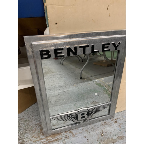 856 - A CHROME BENTLEY MIRROR 50CM 62CM