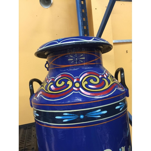 862 - A HANDPAINTED GYPSY MILK CHURN 'GAMEBIRD' GENERAL DEALER DESIGN HEIGHT 72CM SIGNED TERRY COLLEY