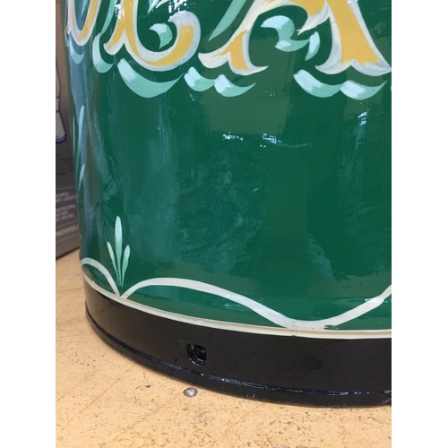 864 - A HANDPAINTED GYPSY MILK CHURN IN THE 'APPLEBY STALLION' DESIGN HEIGHT 72CM SIGNED