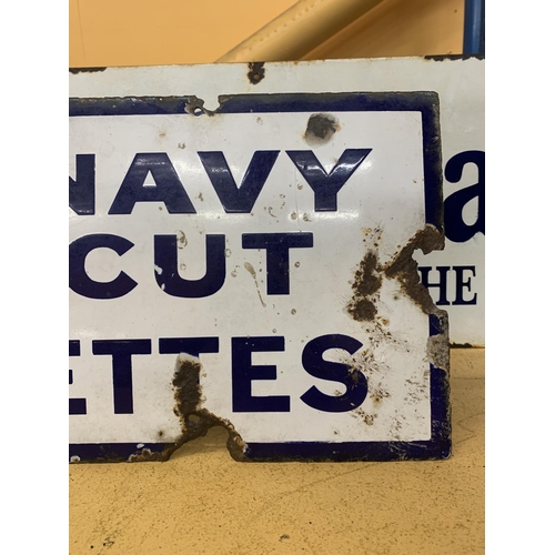 869 - A VINTAGE 'CAPSTAN CIGARETTE' BLUE AND WHITE RECTANGULAR SIGN 86.5CM X 23CM