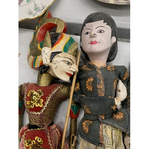 927 - THREE VINTAGE 'WAYANG GOLEK' STYLE INDONESIAN 'STICK' PUPPETS