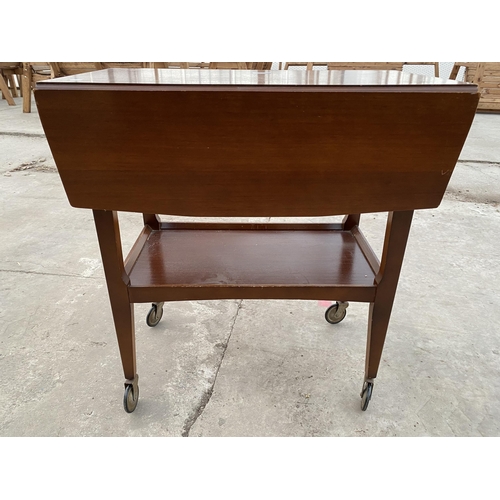 2746 - A RETRO TEAK DROP LEAF TROLLEY