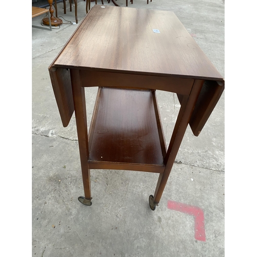 2746 - A RETRO TEAK DROP LEAF TROLLEY