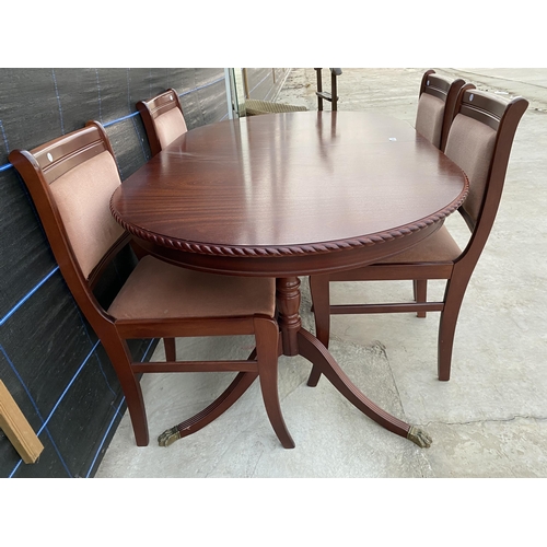 2751 - A REGENCY STYLE EXTENDING DINING TABLE AND FOUR CHAIRS