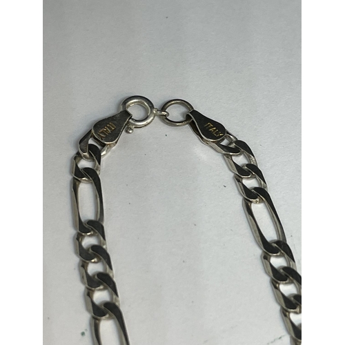 703 - A SILVER FIGARO NECKLACE LENGTH 20 INCHES