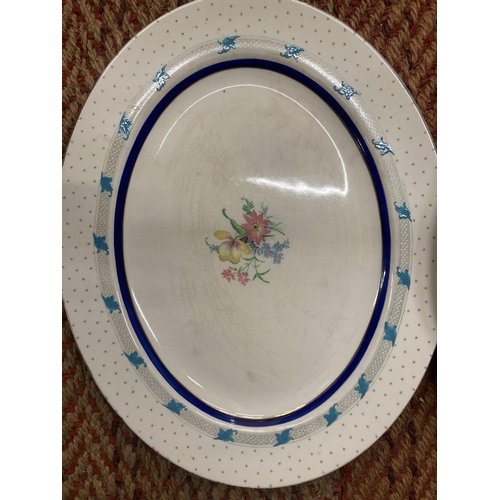 887 - A LARGE PLATTER WITH A TURKEY DESIGN DIAMETER 46CM PLUS A CROWN DUCAL PLATTER WITH FLORAL DESIGN DIA... 