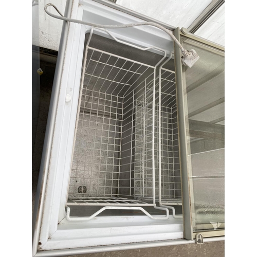 2061 - A WHITE GRAM GLASS TOPPED SHOP FREEZER