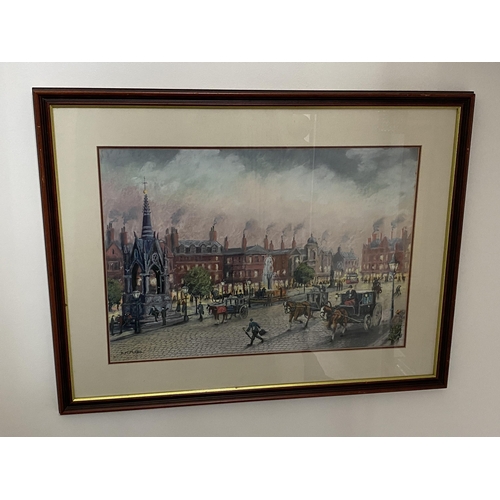 43 - A BERNARD MCMULLEN, BRITISH, (1952-2015) NORTHERN ART PASTEL OF MANCHESTER PICCADILY, SIGNED LOWER L... 