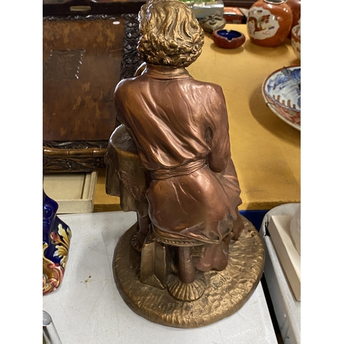 66 - AN ART DECO STYLE METAL FIGURE OF A LADY, SIGNED HEATH, HEIGHT 34CM