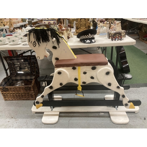 146 - A LARGE WOODEN ROCKING HORSE, HEIGHT TO SEAT APPROX 63CM LENGTH 124CM