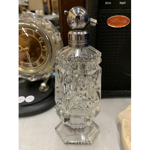 234 - TWO CUT GLASS PERFUME BOTTLES, HEIGHT 20CM