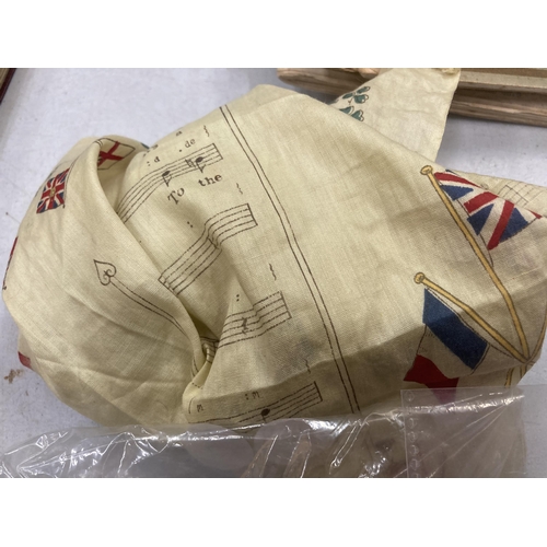 400 - A SILK HANDKERCHIEF WITH 'IT'S A LONG WAY TO TIPPERARY' PRINTED ON IT, MILITARY BUTTONS AND BADGES, ... 