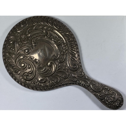 480 - A CHESTER HALLMARKED SILVER HAND MIRROR