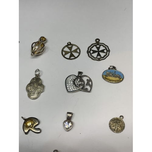 616 - SEVENTEEN ASSORTED SILVER PENDANTS