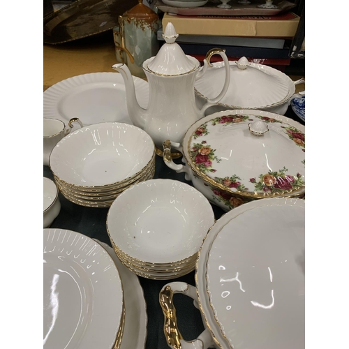 906 - A QUANTITY OF ROYAL ALBERT 'VAL D'OR' DINNERWARE TO INCLUDE PLATES, LIDDED SERVING DISHES, A COFFEE ... 