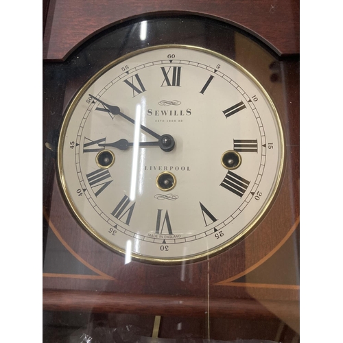 1000A - A SEWILLS LIVERPOOL MODERN WESTMINSTER CHIME WALL CLOCK WITH KEY - 85 X 24 CM