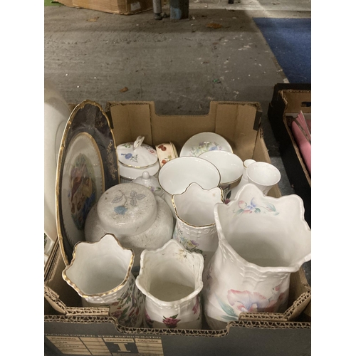 1007 - TWO BOXES OF COLLECTABLE CERAMICS TO INCLUDE AN AYNSLEY 