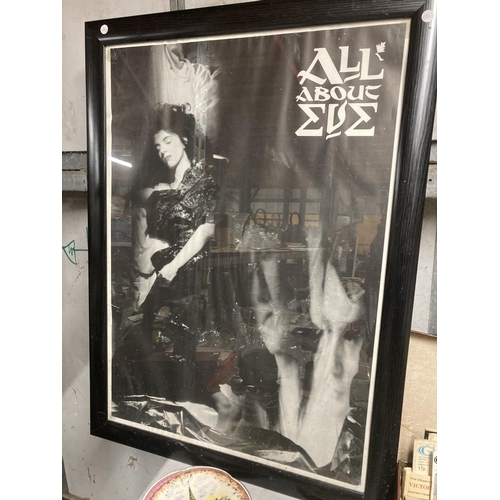 1087 - A LARGE FRAMED PROMOTION POSTER FOR POP GROUP 'ALL ABOUT EVE'