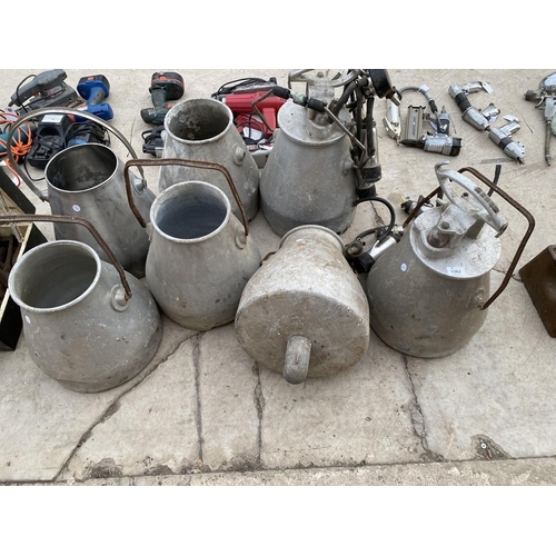 1362 - AN ASSORTMENT OF GALVANISED AND STAINLESS STEEL MILKING BUCKETS