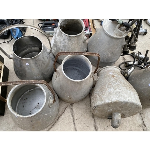 1362 - AN ASSORTMENT OF GALVANISED AND STAINLESS STEEL MILKING BUCKETS