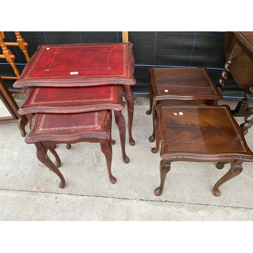 2743 - A NEST OF THREE TABLES AND A PAIR OF LAMP TABLES