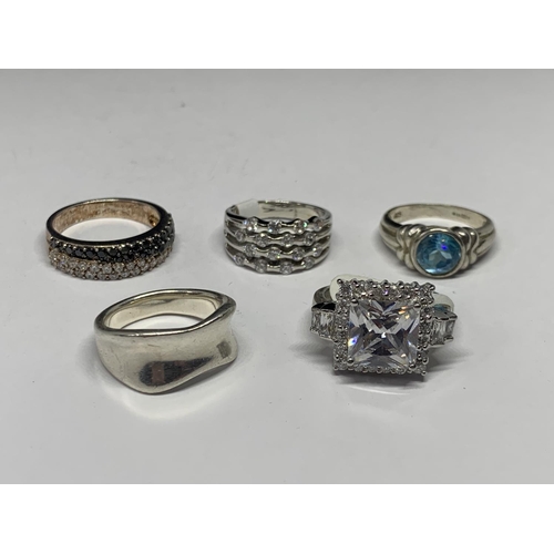 531 - FIVE VARIOUS MARKED SILVER RINGS