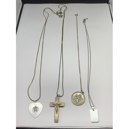 533 - FOUR SILVER NECKLACES WITH PENDANTS