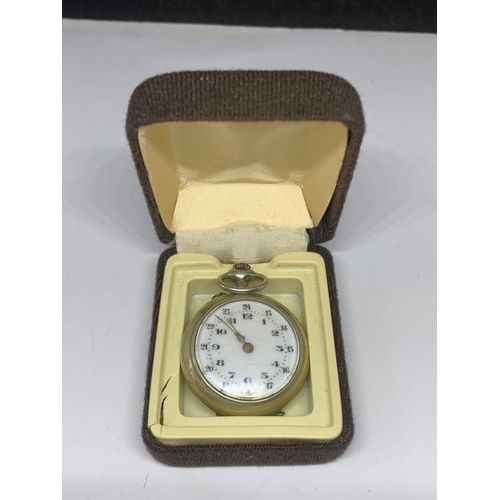 544 - A LADIES SILVER FOB WATCH IN A PRESENTATION BOX