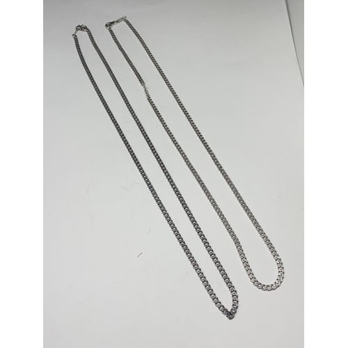 549 - TWO SILVER FLAT LINK CHAINS