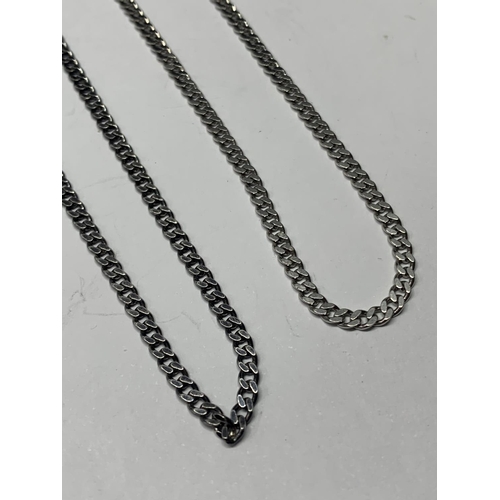 549 - TWO SILVER FLAT LINK CHAINS