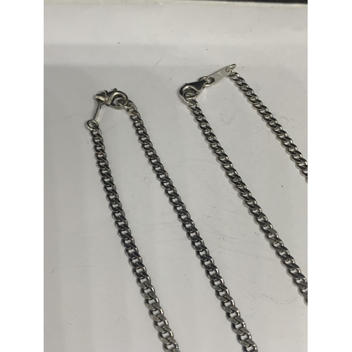 549 - TWO SILVER FLAT LINK CHAINS