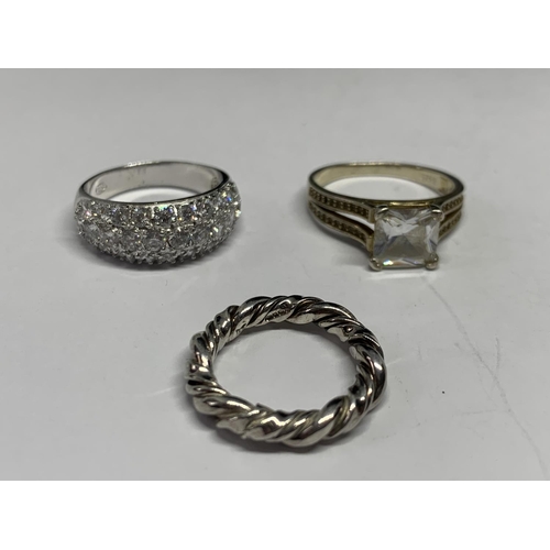 550 - FIVE VARIOUS SILVER RINGS