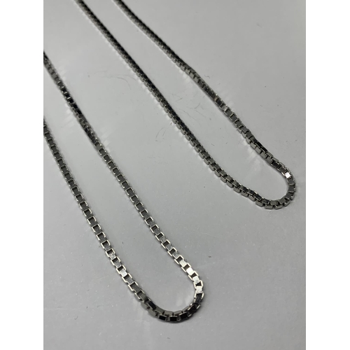 557 - TWO SILVER BOX LINK CHAINS