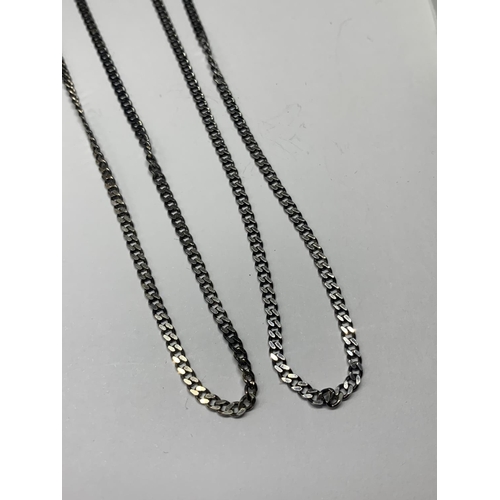 563 - TWO SILVER FLAT LINK NECKLACES LENGTH 20