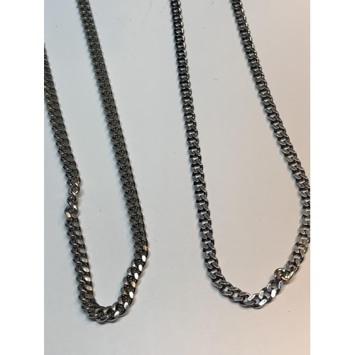 590 - TWO SILVER FLAT LINK NECKLACES LENGTH 20